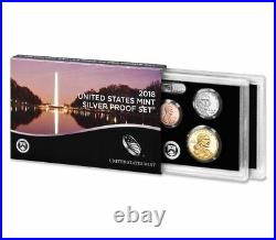 2018 S SILVER PROOF Set US Mint 10 Coins Kennedy ATB $1 Dime Penny with BOX COA