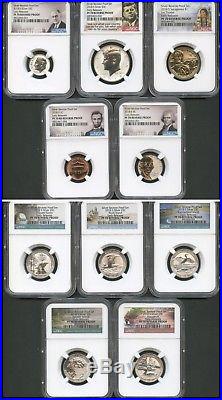 2018 S SILVER REVERSE PROOF 50th Anniversary 10 Piece set NGC PF70 ER