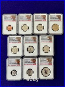 2018-S Silver Reverse Proof 10 Coin Set NGC PF69 Early Release