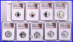 2018-S Silver Reverse Proof 9 Coin Set NGC PF70 Reverse Proof First Day Of Issue