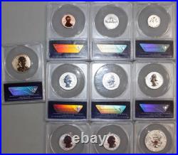 2018 S Silver Reverse US 10-Coin Proof Set RP70 ANACS Certified Coins with Box 2018 S Silver Reverse US 10-Coin Proof Set RP70 ANACS Certified Coins with Box