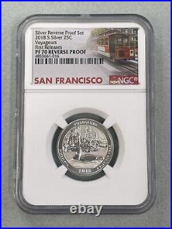 2018-S U. S. Silver Reverse Proof Set 10pc. NGC PF70 First Releases Trolley Label