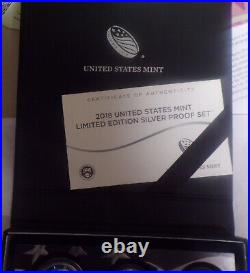 2018-S United States Mint Limited Edition Silver Proof Set 8 Coins withBox and COA