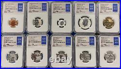 2018 Silver Reverse Proof Set? Ngc Pf-70? 10 Coin Set 1st Day Issue Mercanti