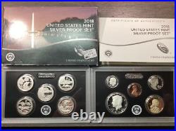 2018 US Mint Silver Proof Set with 10 Coin OGP and COA 102222 06ek