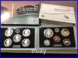 2018 US Mint Silver Proof Set with 10 Coin OGP and COA 102222 06ek