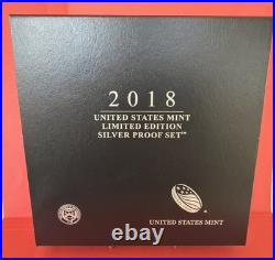 2018 United States Mint Limited Edition Silver Proof Set with COA & Original Box