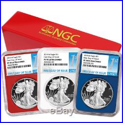 2018-W Proof $1 American Silver Eagle 3 pc. Set NGC PF70UC FDI First Label Red W