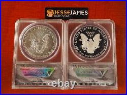2018 W Proof & Unc Silver Eagle Anacs Pr70 Ms70 First Strike 2 Coin Set