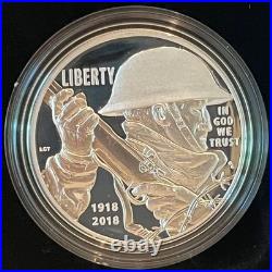 2018 WWI Centennial Commemorative Silver Dollar & Army Medal Set with COA & OGP