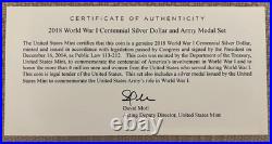 2018 WWI Centennial Commemorative Silver Dollar & Army Medal Set with COA & OGP
