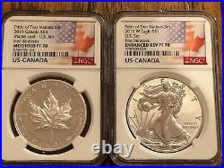 2019 Pride of Two Nations 2 pc. Set U. S. Set NGC PF70 First Release Flags Label