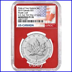 2019 Pride of Two Nations 2pc. Set U. S. Set NGC PF70 FDI Flags Label Red Blue
