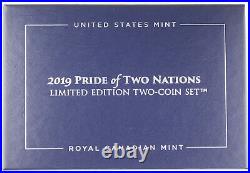 2019 Pride of Two Nations Set Enhanced Reverse Proof 1 Oz Silver Eagle & Maple