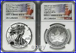 2019 Pride of Two Nations Set Silver Eagle & Silver Maple Leaf NGC PF70 FDOI