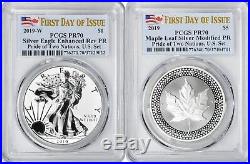 2019 Pride of Two Nations Silver Eagle Maple PR70 PCGS FDOI First Day US Set