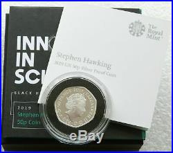 2019 Royal Mint Stephen Hawking 50p Fifty Pence Silver Proof Coin Box Coa