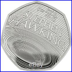 2019 Royal Mint Stephen Hawking 50p Fifty Pence Silver Proof Coin Box Coa