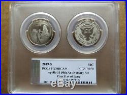 2019 S 50C Apollo Kennedy JFK 2-Coin Set PCGS PR70 Reverse FDOI Fred Haise