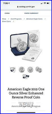2019 S AMERICAN EAGLE ONE OUNCE SILVER ENHANCED REVERSE PROOF COIN Confirmed