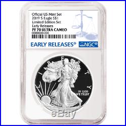 2019-S Limited Edition Proof Set $1 American Silver Eagle NGC PF70UC Blue ER Lab