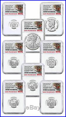 2019-S Limited Edition Silver Proof Set 8pc. NGC PF70 Trolley F. S. Label