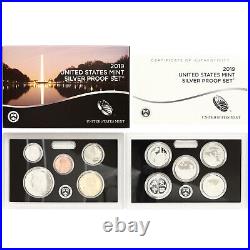 2019 S Proof Set Original Box & COA 10 Coins 99.9% Silver NO W CENT