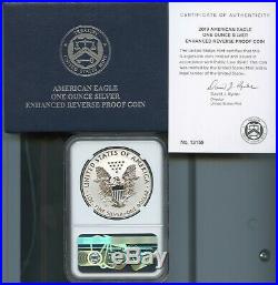 2019 S Silver Eagle Early Releases NGC Enhanced Reverse PF70 Trolley