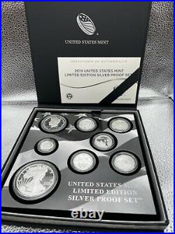 2019 S US Limited Edition Silver Proof Set First time ALL 8 coins. 999 silver