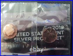 2019 S United States Mint Silver Proof Set, with Box, COA, ALL (3) LINCOLN PENNY