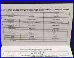 2019 United States Mint Limited Edition. 999 Silver Proof Set OGP 8 Piece Set