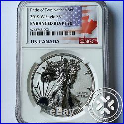 2019 W $1 Enhanced Reverse Proof Ngc Pf70 Silver Eagle Pride Of Two Nations