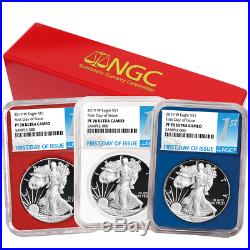 2019-W Proof $1 American Silver Eagle 3pc. Set NGC PF70UC FDI First Label Red Wh