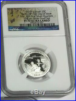 2019-s Ngc Pf70 (5) Coin Silver Proof Quarter Set Atb. 25 First Day Issue Pf 70