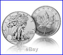 2019-w Rev. Proof Silver Eagle & 2019 Canada Maple Leaf Pride Of Two Nations Set