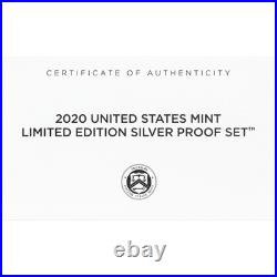2020 Limited Edition Silver Proof Set Black Box & COA 7 Coins and Silver Eagle