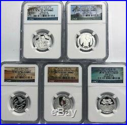 2020 S Proof Silver Quarter Set Ngc Pf70 5 Coin Set Atb Parks. 999 Fine 25c
