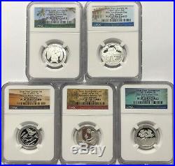 2020 S Proof Silver Quarter Set Ngc Pf70 Early Releases 5 Coin First Atb Parks