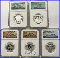 2020 S Proof Silver Quarter Set Ngc Pf70 First Releases 5 Coin First Atb Parks