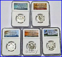 2020-S Silver Proof Quarter Set NGC PF70 UC (5) Coins 999 Fine Silver Park Label