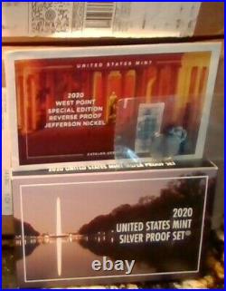 2020 S Silver Proof set 10 coins with Reverse Proof Bonus Nickel-SETS NEVER OPEN