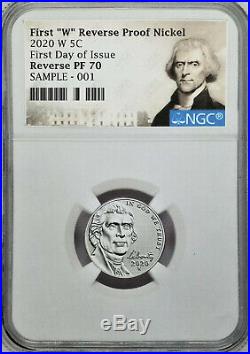 2020 SILVER PROOF SET with FIRST W REVERSE PF NICKEL, NGC PF70 FDOI, PRESALE, JEFF