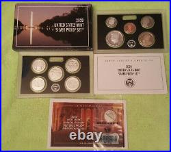 2020 US SILVER PROOF SET with BOX AND COA includes W REVERSE PROOF NICKEL