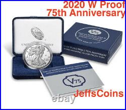 2020 W End of World War II 75th Anniversary American Eagle Silver 20XF NGC PF69