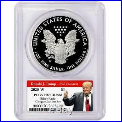 2020-W Proof $1 American Silver Eagle Congratulations Set PCGS PR70DCAM Trump 20
