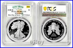 2020 W Silver Eagle Proof First Day of Issue Fun Show PR-70 Congratulations Set