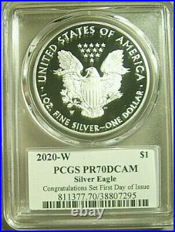 2020-w Silver Eagle $1 Congratulations Set Pcgs Pr 70 DC First Day Of Issue