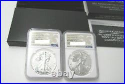 2021 American Eagle 1oz Silver Reverse Proof 2 Coin Type 1&2 Set NGC PF70