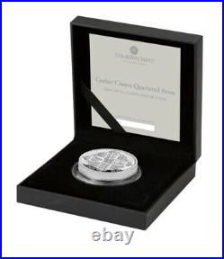 2021 Gothic Crown Quartered Arms 2oz Silver Proof Coin Royal Mint PRE SALE