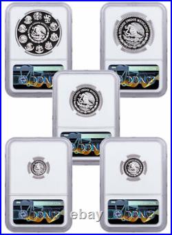 2021 Mo Mexico Proof Silver Libertad 5-Coin Set NGC PF70 UC FR OGP